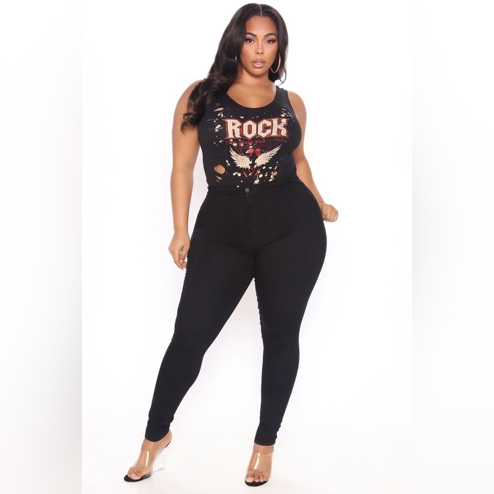 NEW! Fashion Nova Plus Size Women's Super High Waist Denim Skinnies Pants 2XL